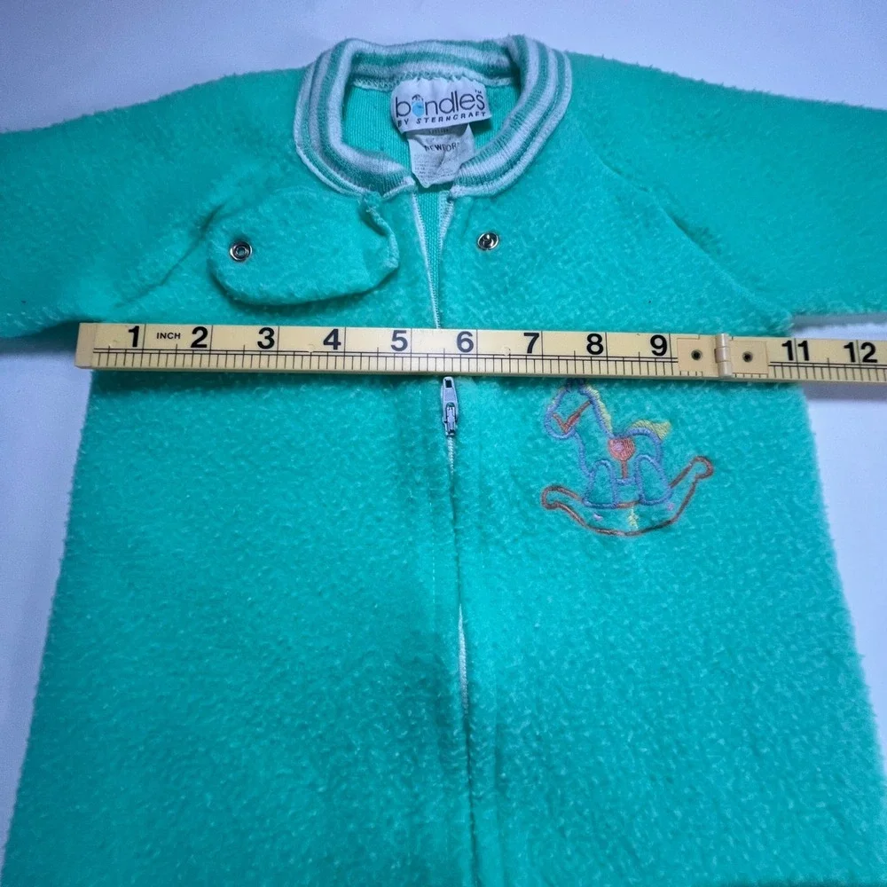 Vintage Bundles by Sterncraft Newborn Sleep Sack Mint Green Fleece Rocking Horse